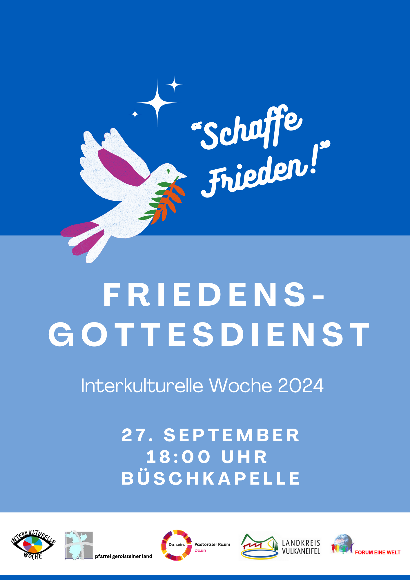 Plakat Friedensgottesdienst “Schaffe Frieden!”